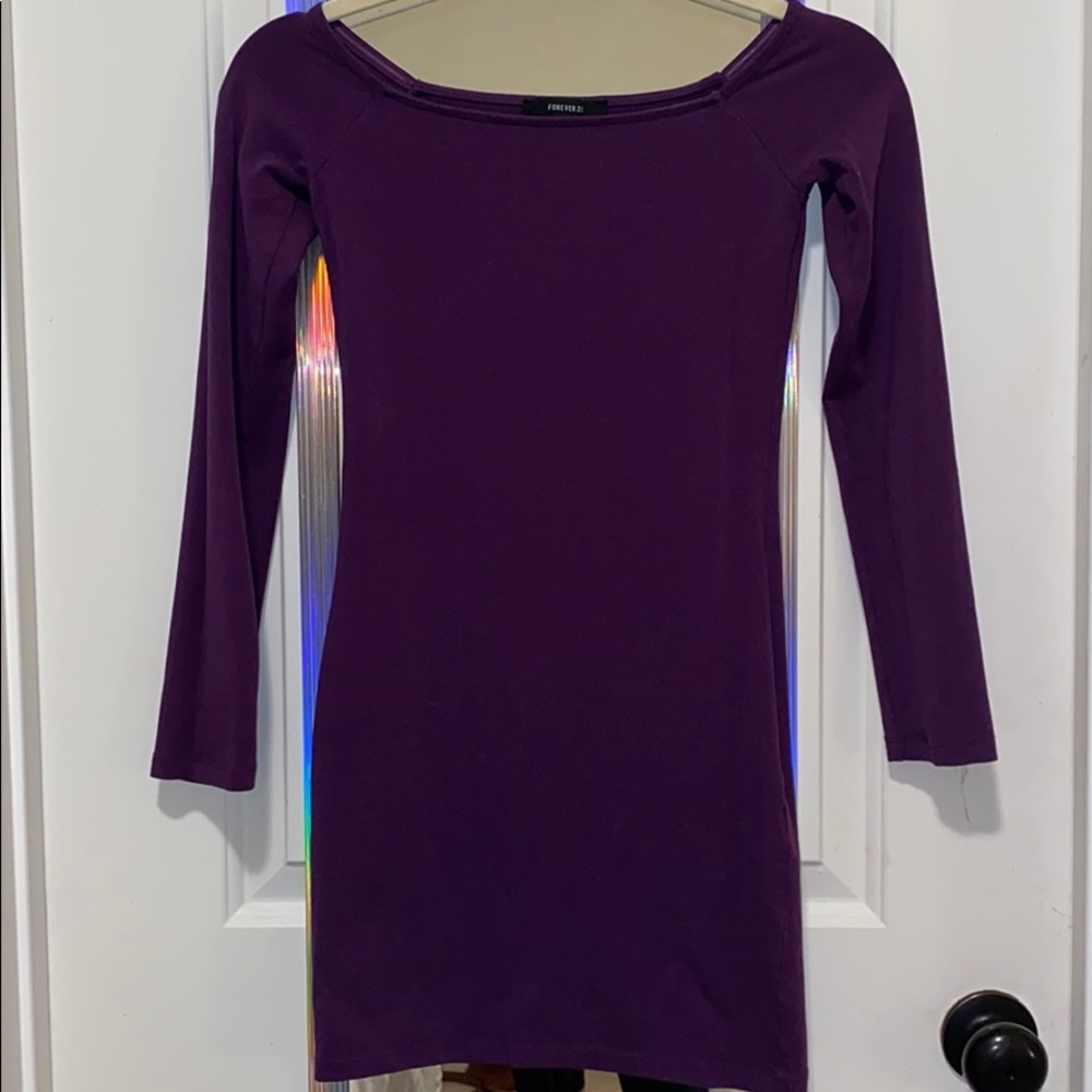 purple body con dress